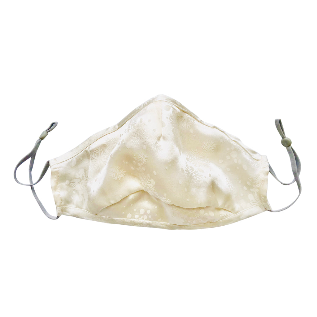 White Christmas: Triple Layer 100% Mulberry Snowflake Silk Unisex Face Mask