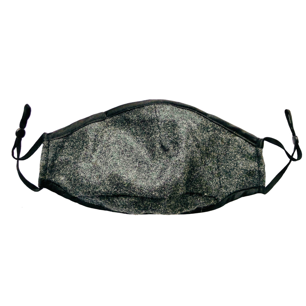 Triple Layer Wool and Silk Unisex Face Mask: The First Snow - Grey Wool with Silver Sparkles