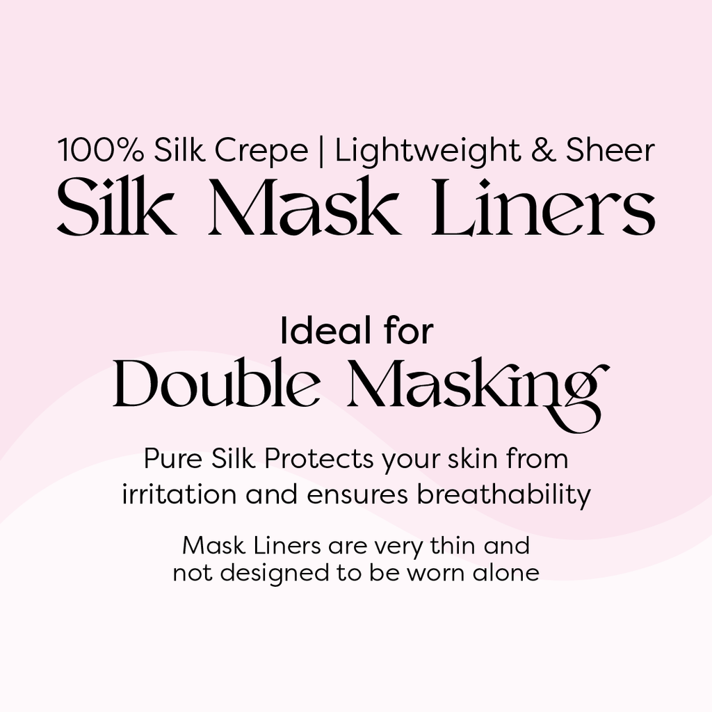 Evening Cherry Blossoms: Pink Floral Pattern Double Layer Silk Crepe Face Mask Liner
