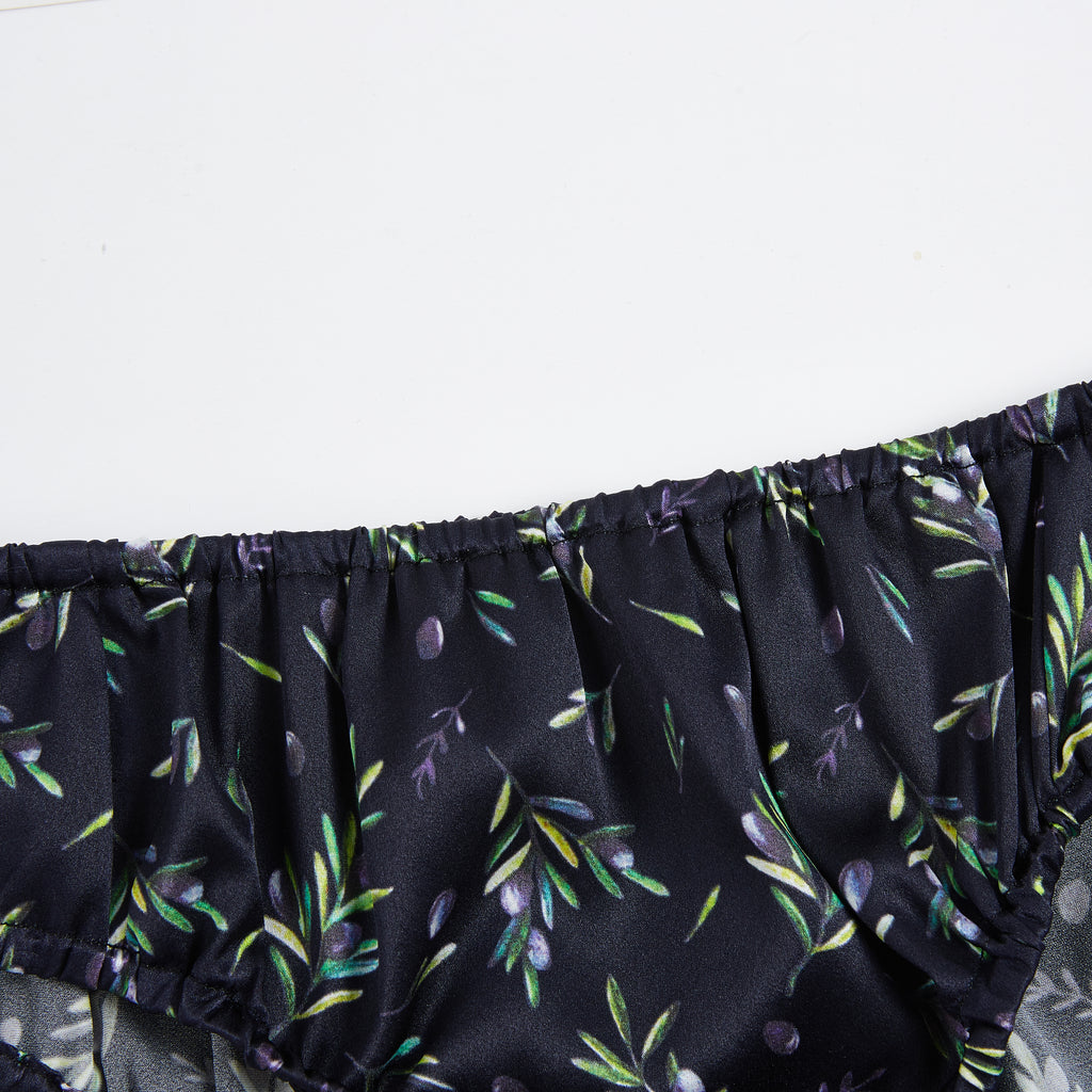 Olive Branches | Pure Silk Mid Rise Bikini | Brush Collection