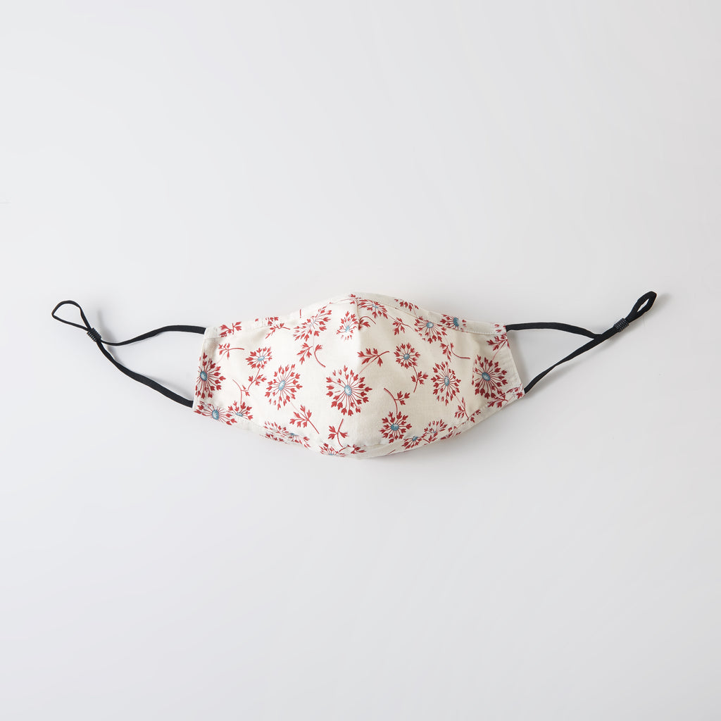 Retro Dandelion | Two Silk One Cotton Triple Layer Face Mask | Mulberry Silk | Insert Pocket, PM 2.5 Filter & Nose Wire