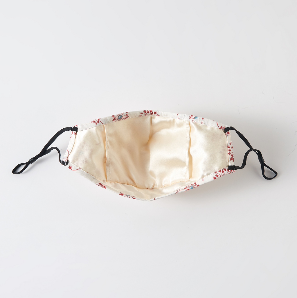 Retro Dandelion | Two Silk One Cotton Triple Layer Face Mask | Mulberry Silk | Insert Pocket, PM 2.5 Filter & Nose Wire