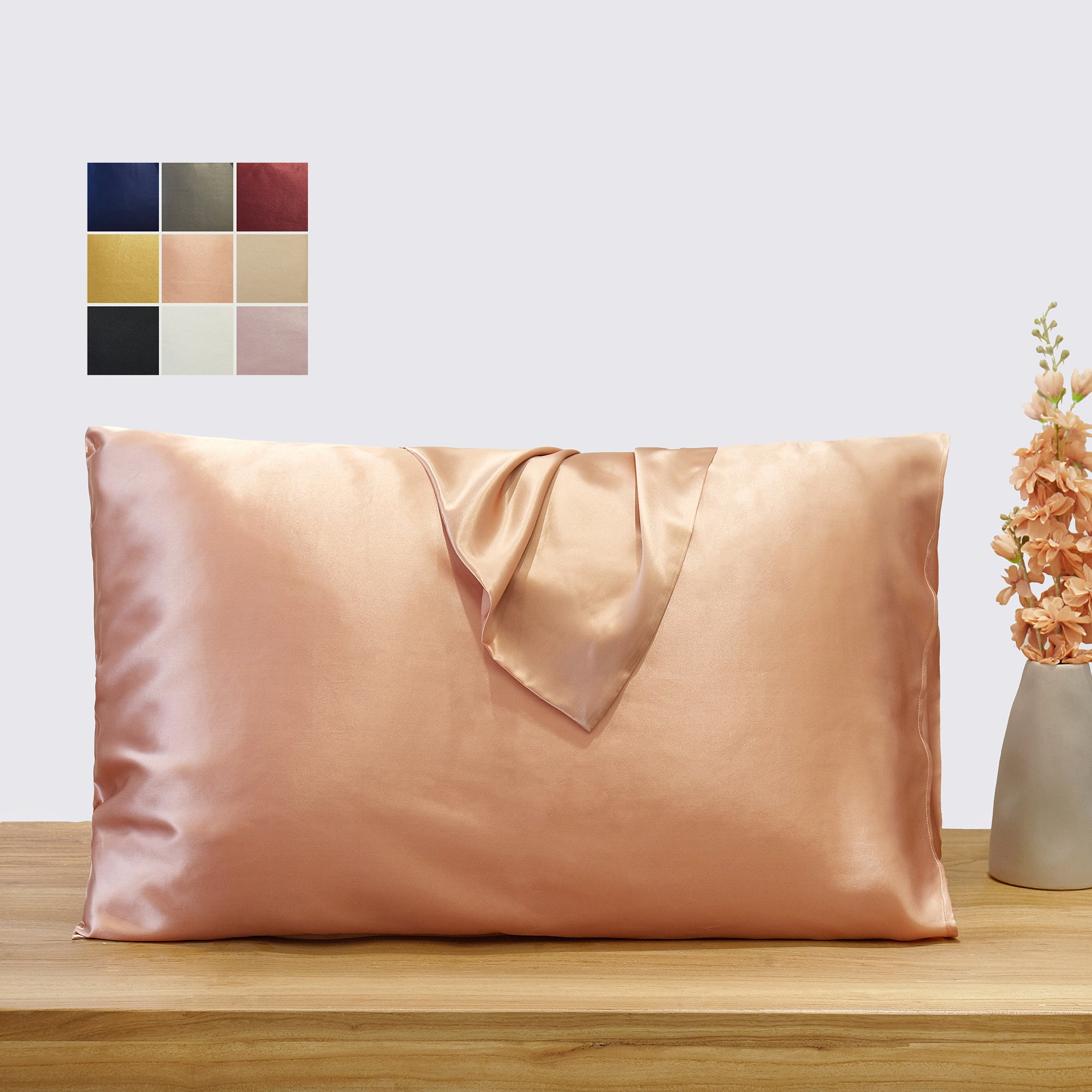 Rose Gold Pure Mulberry Silk Pillowcase | Standard, Queen & King | 22 Momme | Float Collection