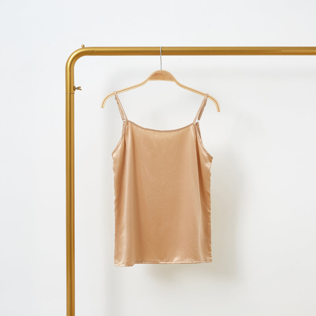 Champagne Pure Mulberry Silk Camisole with Adjustable Straps | Relaxed Fit | 19 Momme | Soar Collection