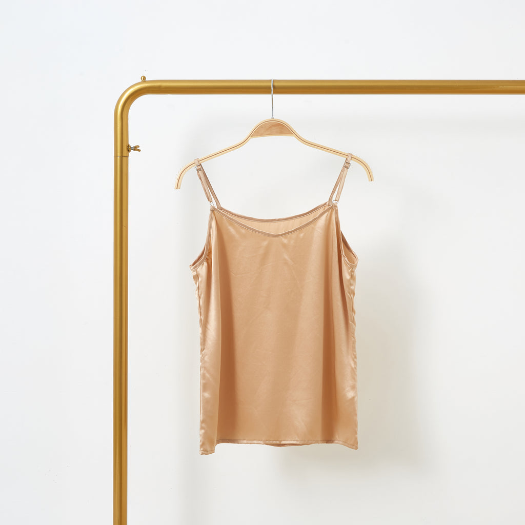 Champagne Pure Mulberry Silk Camisole with Adjustable Straps | Relaxed Fit | 19 Momme | Soar Collection