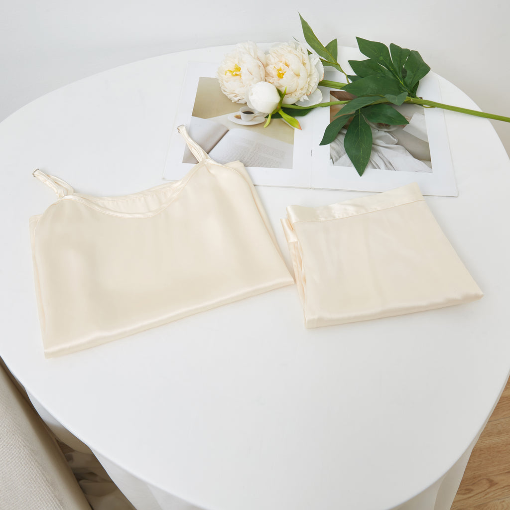 Cream Pure Mulberry Silk Camisole with Adjustable Straps | Relaxed Fit | 19 Momme | Soar Collection