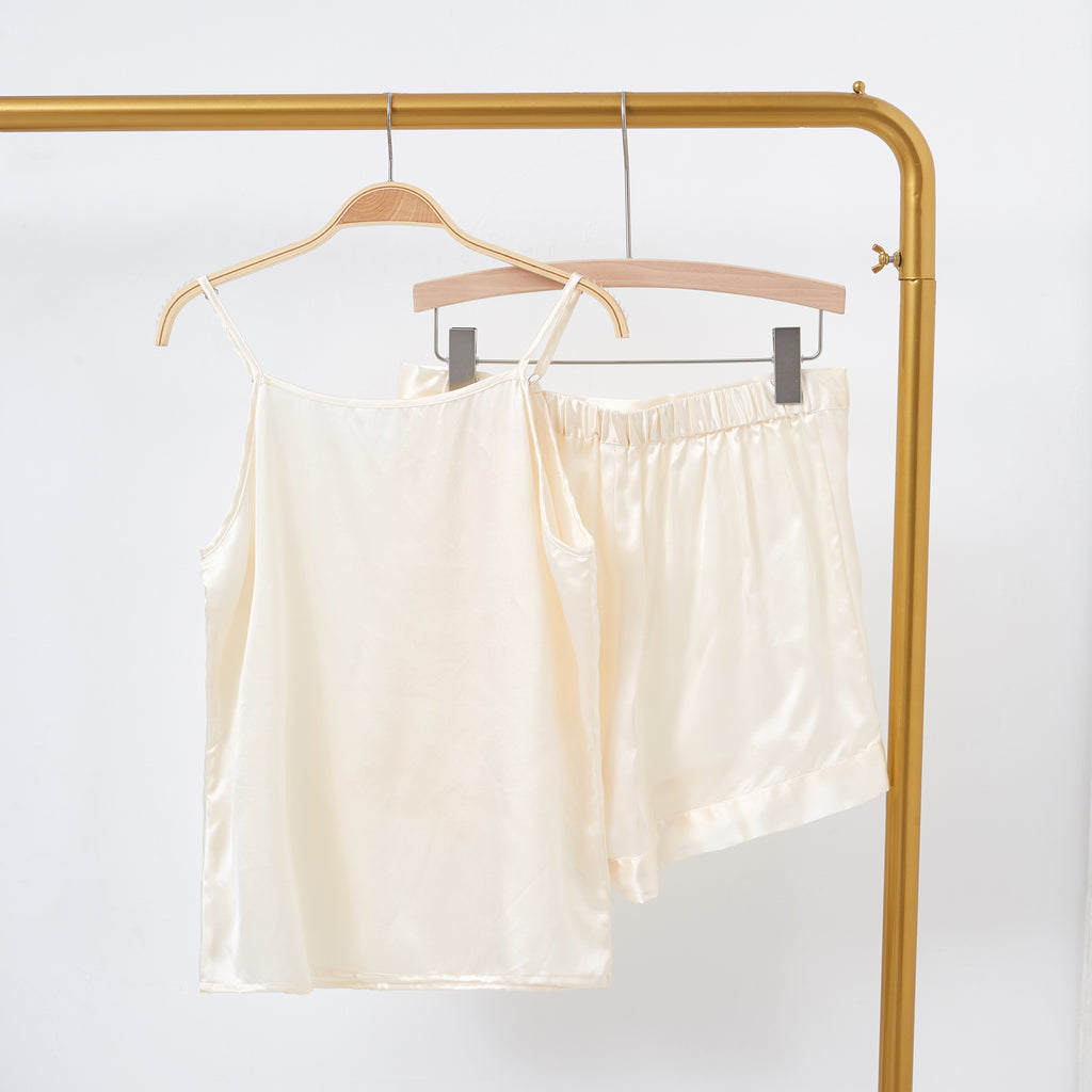 Cream Pure Mulberry Silk Shorts | High-Waisted | 19 Momme | Soar Collection