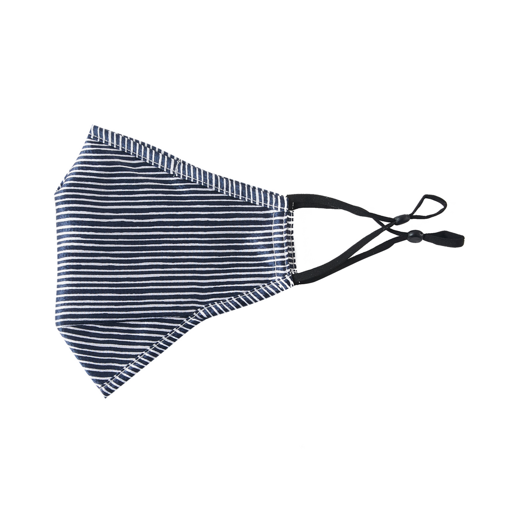 Sailor's Delight: Triple Layer 100% Mulberry Silk Unisex Blue Striped Face Mask | Insert Pocket, PM 2.5 Filter & Nose Wire