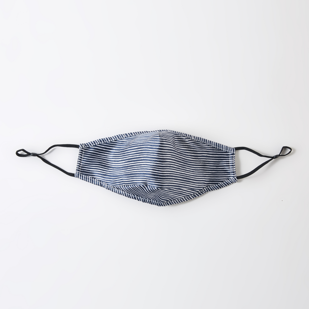 Sailor's Delight: Triple Layer 100% Mulberry Silk Unisex Blue Striped Face Mask | Insert Pocket, PM 2.5 Filter & Nose Wire