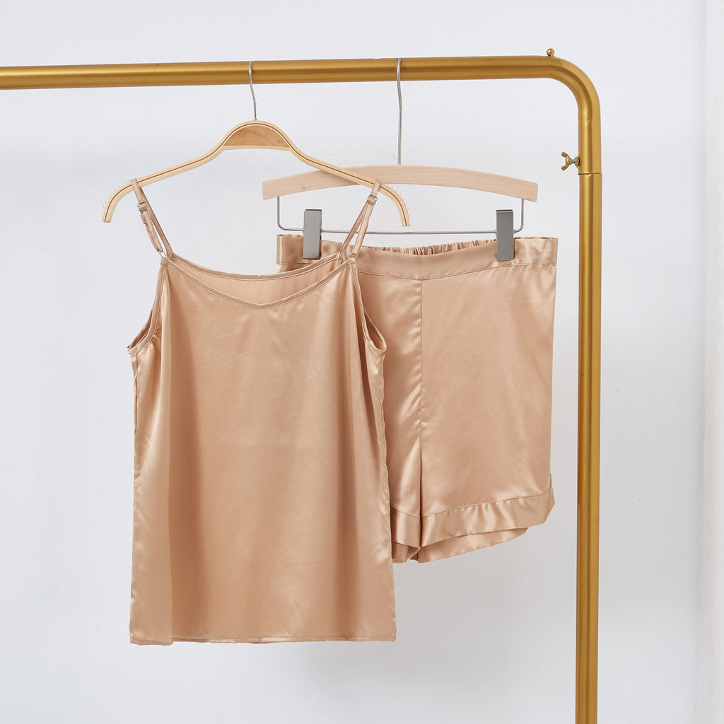 Champagne Pure Mulberry Silk Camisole with Adjustable Straps | Relaxed Fit | 19 Momme | Soar Collection