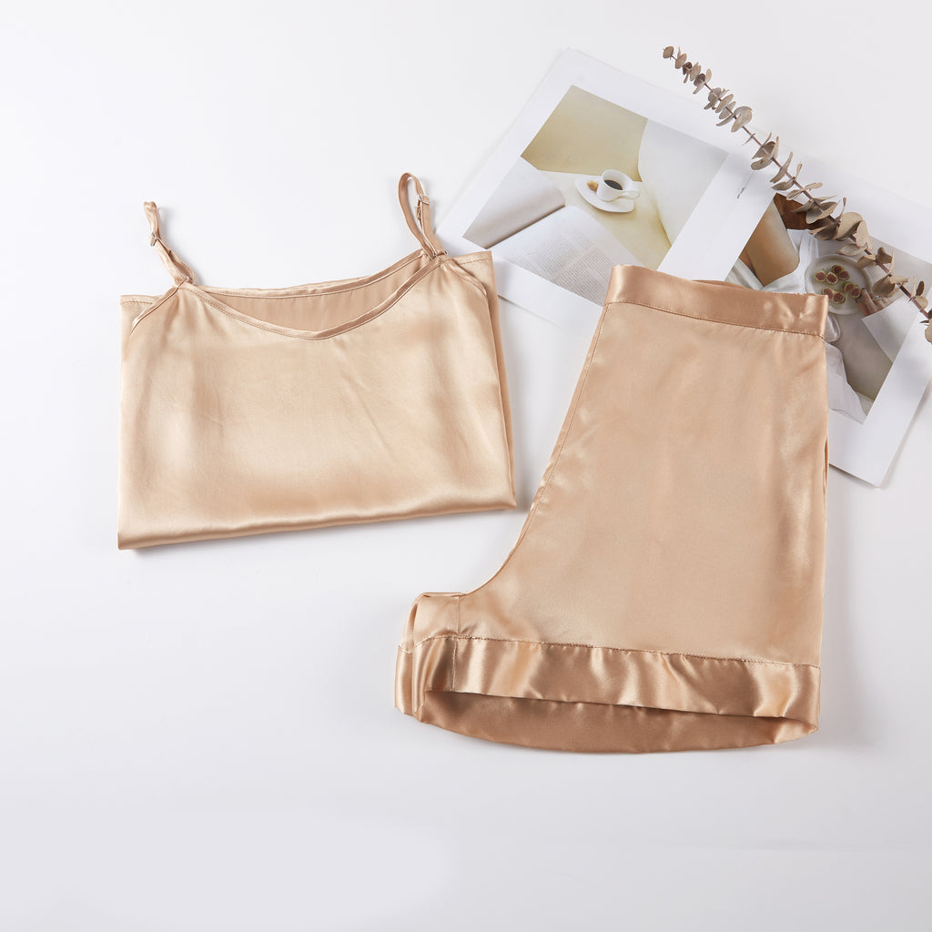 Champagne Pure Mulberry Silk Shorts | High-Waisted | 19 Momme | Soar Collection