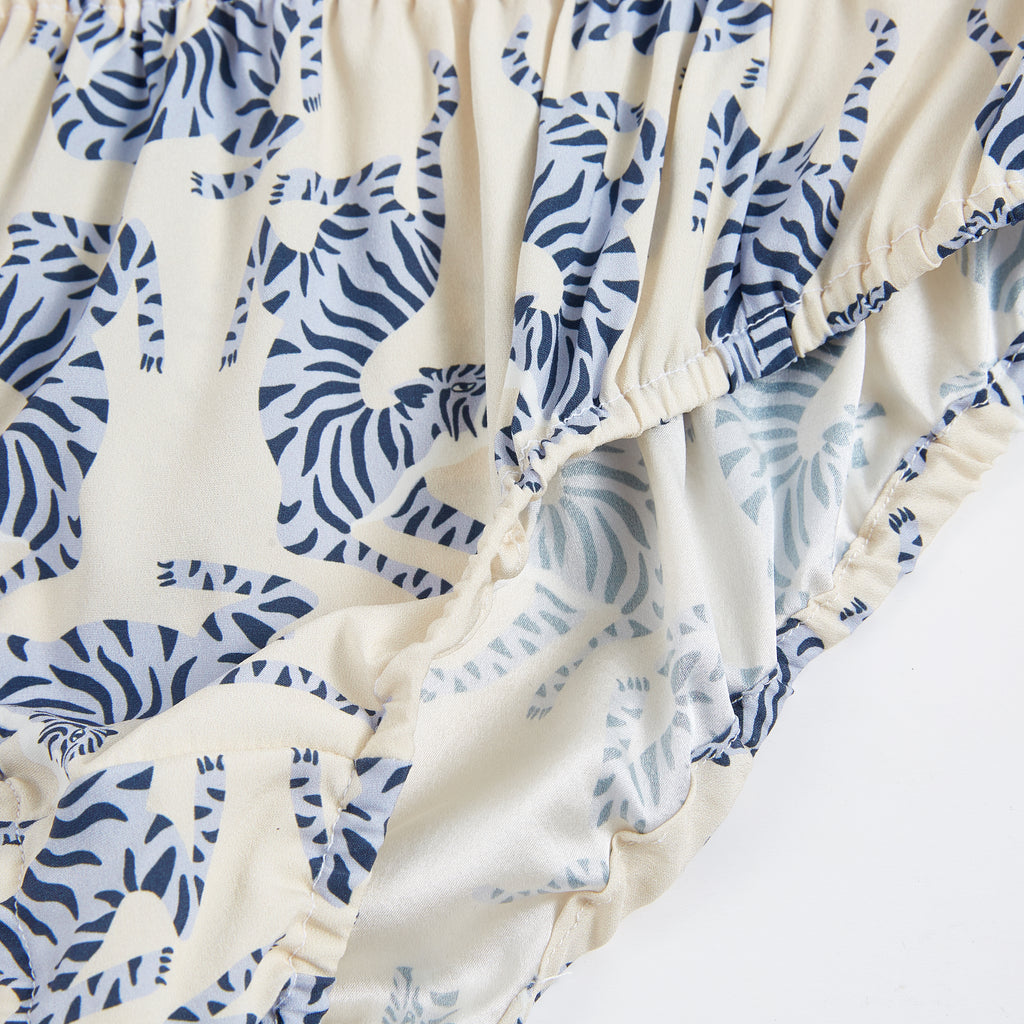 Arching Tiger Print | Pure Silk Mid Rise Bikini | Brush Collection