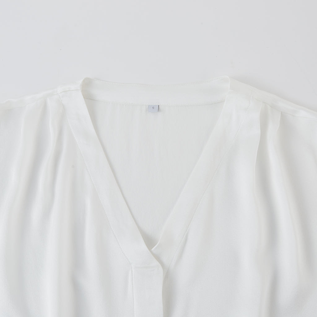 Pearl White Pure Mulberry Silk Top | Regular Fit | 19 Momme | Soar Collection