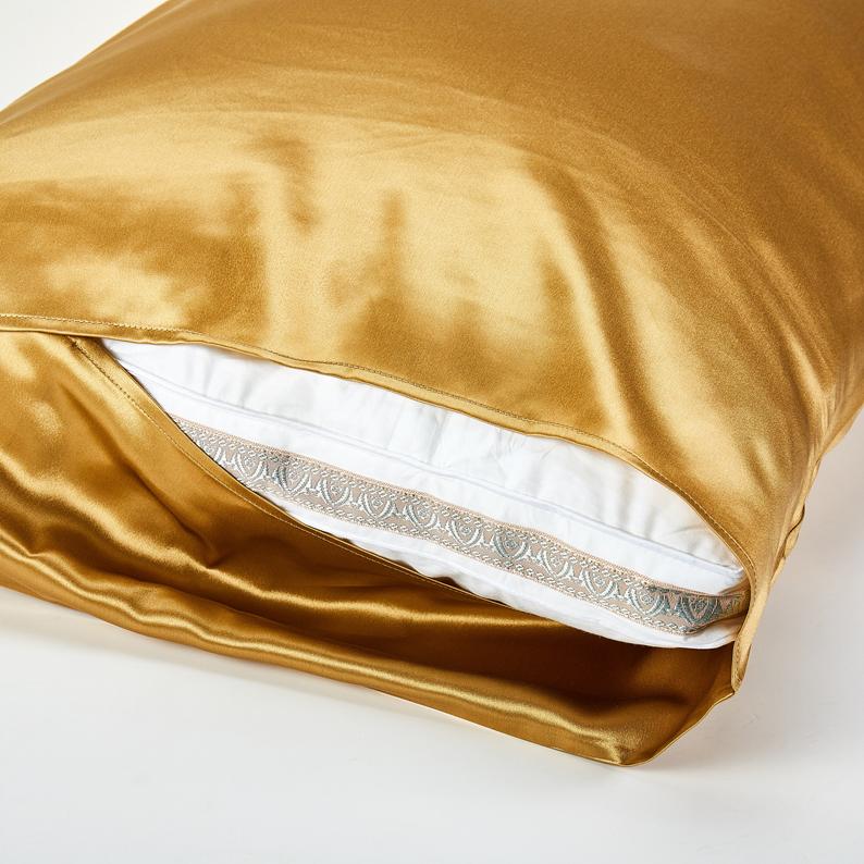 Gold Pure Mulberry Silk Pillowcase | Standard, Queen & King | 22 Momme | Float Collection